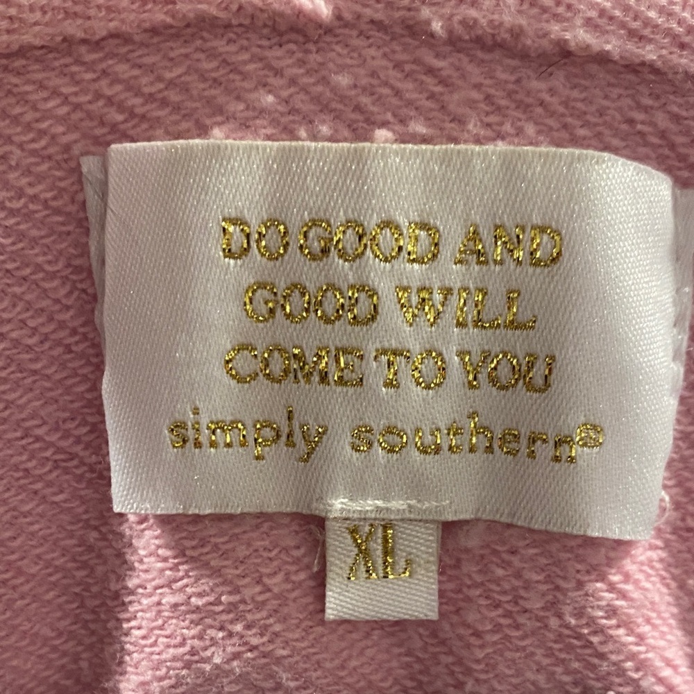 Simply Southern Sweatshirt Pale Pink Slouchy V-Neck Cotton Lounge Extra Large - Picture 3 of 10